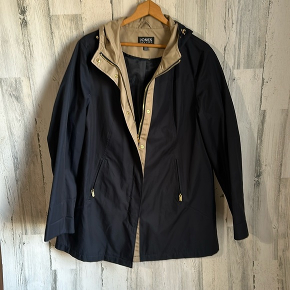 FF37 navy blue tan rain jacket jones XL extra large x- large - Picture 1 of 4